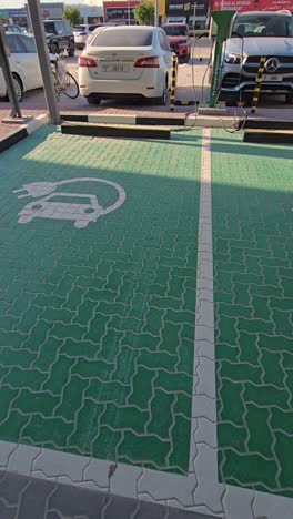 An-EV-charging-station-has-been-installed-in-a-residential-area-in-Dubai,-United-Arab-Emirates