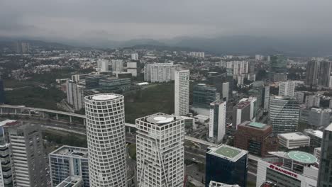 Aerial-Mexico-City-Santa-Fe-business-district-luxury-high-rise-buildings