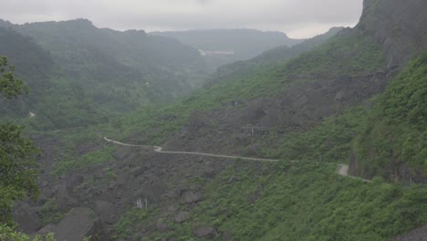 The-vehicle-is-passing-through-a-once-collapsed-mountain-road