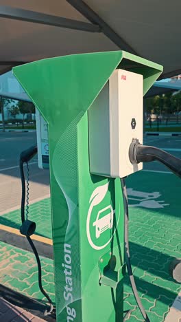 An-EV-charging-station-has-been-installed-in-a-residential-area-in-Dubai,-United-Arab-Emirates