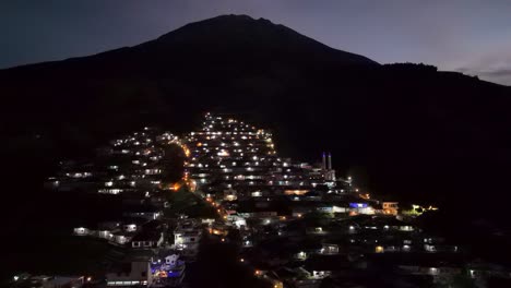 Aerial-view-of-night-on-the-Nepal-Van-Java-village