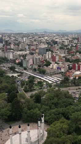 Drone-captured-aerial-view-of-Mexico-City's-Roma-Condesa-neighborhood-in-vertical-mode