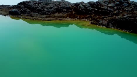 Drone-flight-over-Verde-Cayambe-Lagoon-in-Coca-National-Park,-Papallacta,-Napo,-Ecuador