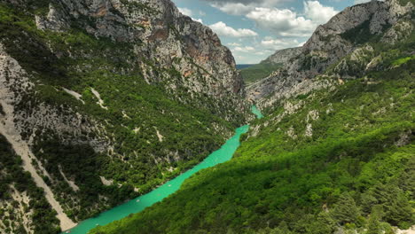 Impresionante-Paisaje-Del-Cañón-Del-Río-Verdon-Gorge-En-Provenza-Aérea.