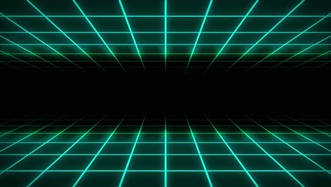 Neon-grid-3D-animation-tunnel-portal-lighting-glowing-bright-lines-background-seamless-loop-illusion-space-background-shapes-visual-effect-colour-aqua-teal