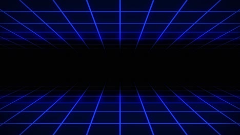 Neon-grid-3D-animation-tunnel-portal-lighting-glowing-bright-lines-background-seamless-loop-illusion-space-background-shapes-visual-effect-colour-blue
