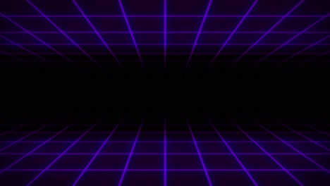 Neongitter-3D-Animation-Tunnelportal-Beleuchtung-Leuchtende-Helle-Linien-Hintergrund-Nahtlose-Schleife-Illusion-Raum-Hintergrund-Formen-Visueller-Effekt-Farbe-Lila