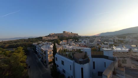 Short-clip-flying-up-over-the-acropolis-in-Athens-Greece