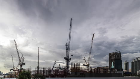 Time-lapse-of-a-construction-site-in-central-Bangkok,-Thailand