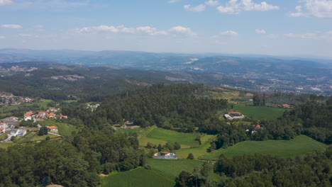 birdseye-view-of-typical-portuguese-northern-landscape,-near-Santuario-do-Sameiro