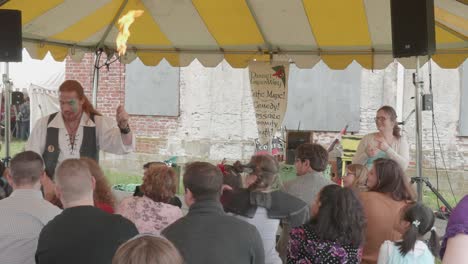 Fire-eater-performs-at-renaissance-fair,-Philadelphia-Renaissance-Fair,-Fort-Mifflin,-Pennsylvania