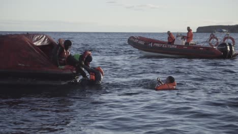 Seafarers-Practicing-The-Proper-Way-Of-Saving-People-During-Nautical-Training-In-Patagonian-Sea---Slowmo