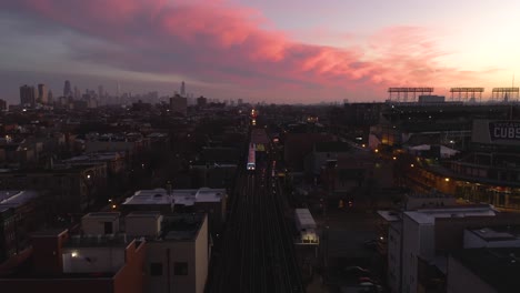 4k-Chicago-Transit-Authority's-Holiday-Train-passes-Wrigley-Field