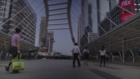 Bangkok,-Thailand---People-Walking-At-The-Famous-Chong-Nonsi-Bridge-In-Sathorn-District---Closeup-Shot