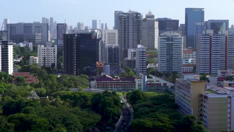 =view-of-Balestier-and-Novena-skyline,-highway-and-National-Park