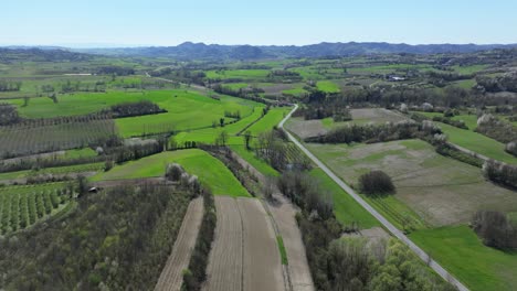 Piedmont-countryside-by-Gabiano,-Italy-farms-vegetables-and-rare-vintage-wines