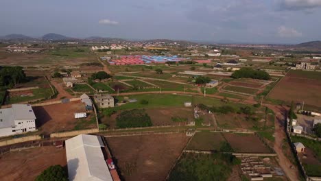 Beautiful-drone-shot-rural-villages-and-farmland-in-Nigeria-in-Africa