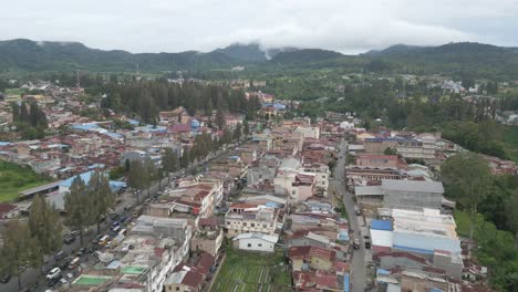 One-minute-aerial-view-of-the-town-of-Berastagi-at-Tanah-Karo