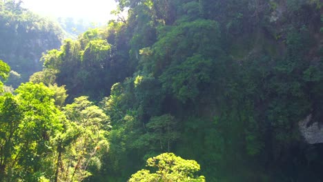 Hermosa-Vista-Aérea-Con-Drones-En-La-Selva-Tropical-Cerca-Del-Pueblo-Mágico-De-Xico,-Veracruz,-México