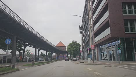 POV-wide-angle-footage-of-driving-in-the-city-centre