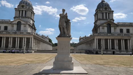 Statue-of-King-George-II-in-the-grounds-of-the-Royal-Naval-College,-London,-United-Kingdom,-July-2023