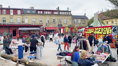 Freetown-Christiania-in-Copenhagen-with-little-Flea-Market-on-Cold-Spring-Day