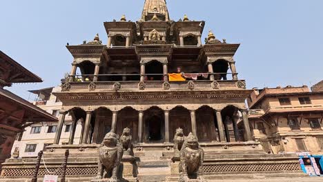 Vista-De-La-Plaza-Patan-Durbar,-Lalitpur,-Valle-De-Katmandú,-Nepal-Cerca-De-Krishna-Mandir