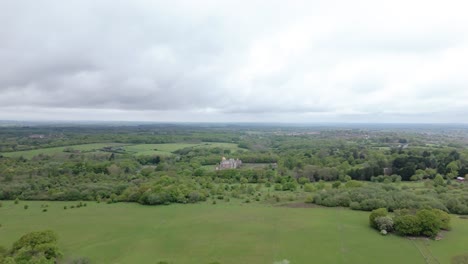 Abandoned-Hamilton-Palace-in-East-Sussex-near-Uckfield,-UK,-Aerial