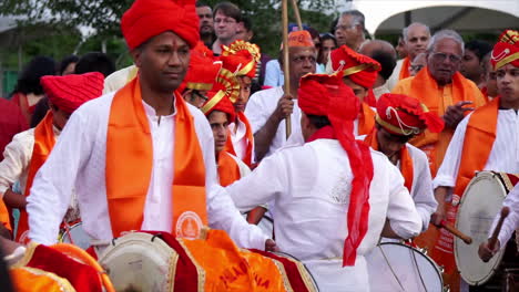 Drummers-beat-drums-at-Hindu-festival