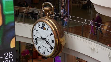 The-iconic-Melbourne-Central-Clock,-the-landmark-of-the-bustling-commercial-shopping-centre,-a-popular-meet-up-spot-in-the-city-for-local-people,-close-up-shot