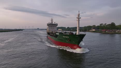 STOC-BALTIC-Oil,-Chemical-Tanker-Sailing-Across-The-Hollands-Diep-River-In-Moerdijk,-Netherlands