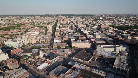 Aerial-view-of-Bushwick,-Brooklyn,-New-York,-4K
