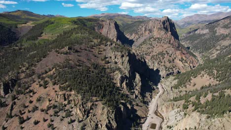 Aerial-View-of-San-Juan-National-Forest-Landscape-Outside-Creede,-Old-Mining-Town-in-Colorado-USA