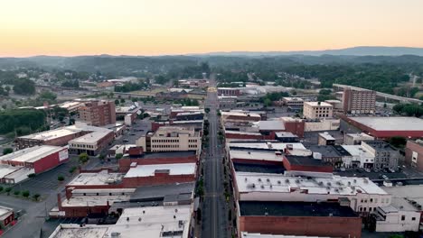 aerial-pullout-above-Bristol-Tennessee,-Virginia