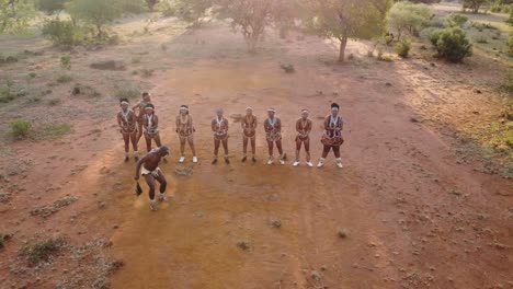 Botswana-Wildlife-African-Traditional-Dancers-Performing-a-Special-Cultural-Celebration-Routine-at-Golden-Hour