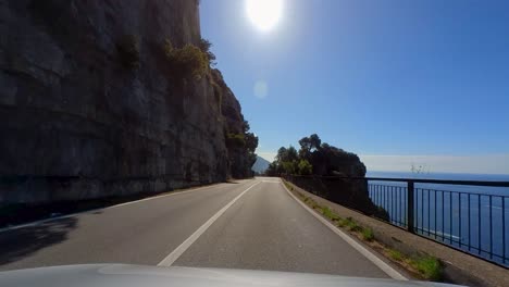 Car-Ride-along-Amalfi-Coast,-Italy,-Campania-Region,-Italy,-Europe