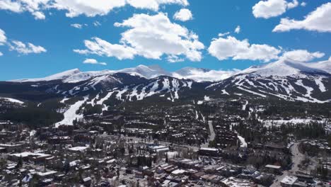 Toma-Distante-De-Un-Dron-Panorámica-Hacia-La-Derecha-De-Las-Pistas-De-Esquí-En-Breckenridge,-Colorado