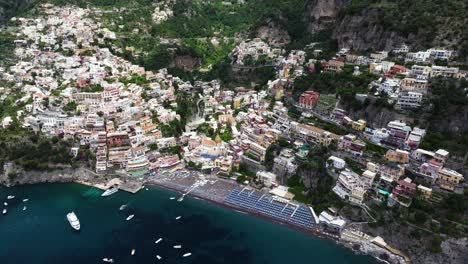 Aerial-Pullback-Reveals-Incredible-Amalfi-Coast-in-Southern-Italy-overlooking-the-Tyrrhenian-Sea