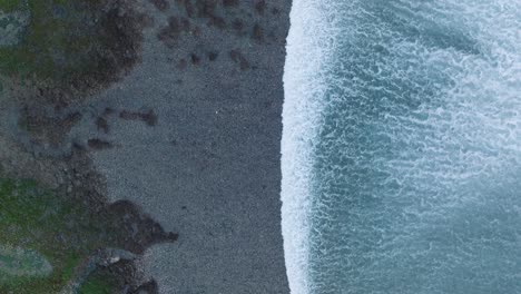 Top-Down-Slow-Motion-Drone-of-wave-action-at-low-tide-over-coral-and-rock-reef-Nyang-Nyang-Beach,-Bali,-Uluwatu-Indonesia