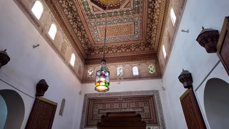 Tourist-attraction-in-Marrakesh,-Islamic-Morocco-decorated-room-museum