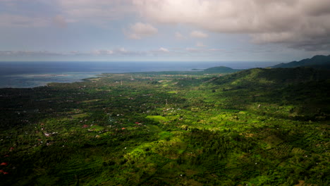 Panoramic-aerial-establishing-view-of-Banyuwedang-Bali-Indonesia-landscape