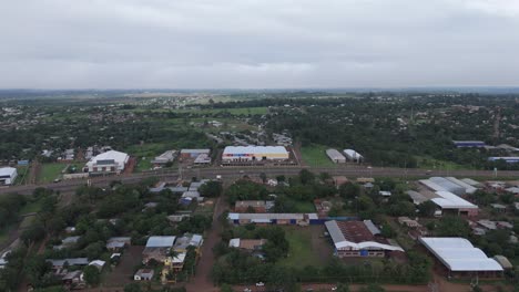 Aerial-drone-footage-capturing-the-urban-infrastructure-of-Posadas,-Misiones,-Argentina