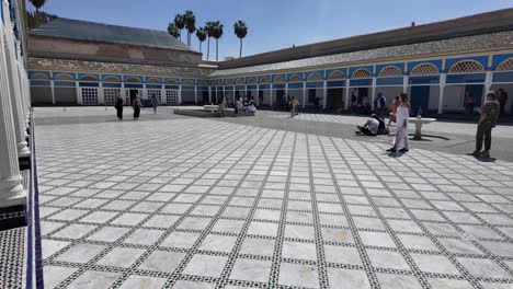 Bahia-Palace-interior-garden-riad-in-Marrakesh-Morocco-courtyard-touristic-place