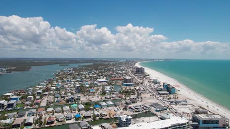 High-elevation-drone-shot-of-Fort-Myers-Beach-Island