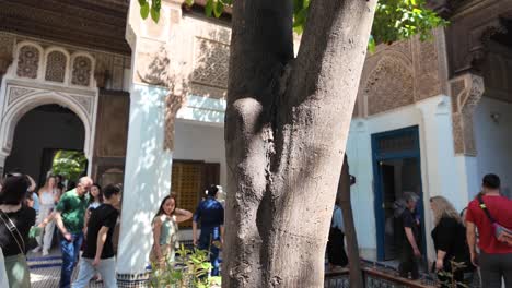 Riad-Jardín-Interior-Del-Palacio-De-La-Bahía,-Lugar-Turístico,-Medina-Marrakech-Marruecos