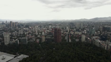 Chapultepec-park-in-Mexico-City,-aerial-drone-video-4K-footage-Latin-America