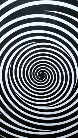 Vertical-Video,-Psychedelic-Circles,-Spinning-Black-and-White-Vortex,-Hypnosis-Vertigo-Concept