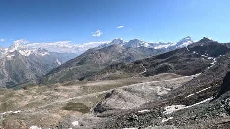 Gornergrat-glacier-surrounded-by-mountains-in-the-Swiss-Alps,-Switzerland,-Europe