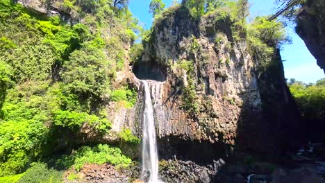 beautiful-aerial-view-with-drone-on-waterfall-Texolo-nearly-the-magic-town-of-Xico,-Veracruz,-Mexico