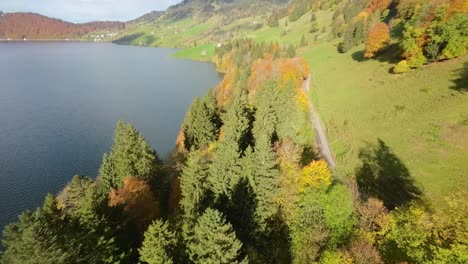 Drone-Aerial-Flight-Over-Switzerland-Lake